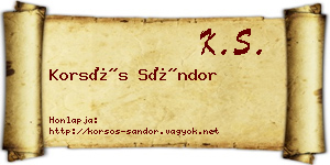 Korsós Sándor névjegykártya