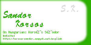 sandor korsos business card